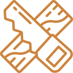 Crossed saw and ruler icon.